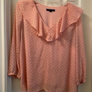 Banana Republic Peach Swiss Dot Ruffled Blouse, Sz L, worn once